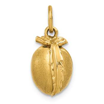 14k Yellow Gold Satin Peach Charm Pendant
