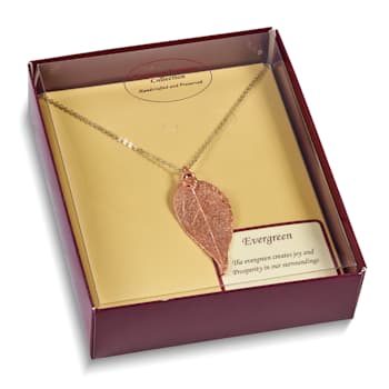Copper Dipped Evergreen Leaf 20 Inch Gold-tone Necklace