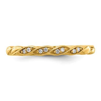 14K Yellow Gold Stackable Expressions Diamond Twist Ring 0.04ctw