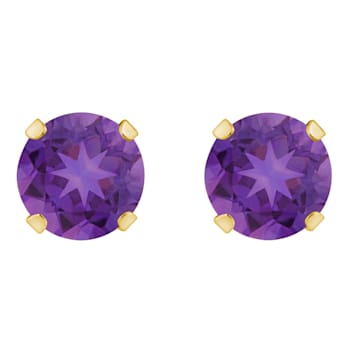 5mm Round Amethyst 10k Yellow Gold Stud Earrings