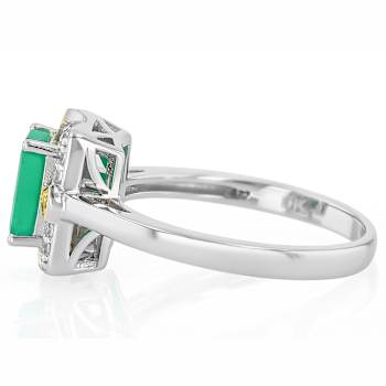 Zambian Emerald And Diamond Ring In Two-Tone Gold And Silver