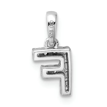 14K White Gold Diamond Letter F Initial with Bail Pendant