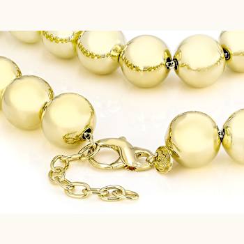 Large Gold Bead Necklace In 18K Gold Over Bronze