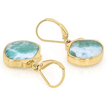 Larimar Seashell Dangle Earrings In 18K Gold Over Sterling Silver