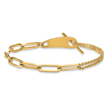 14K Yellow Gold Mixed Link 7.5 inch Toggle Bracelet