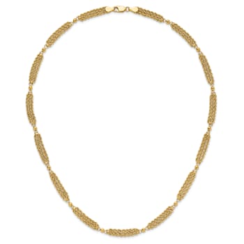 14K Yellow Gold Polished and Diamond-cut Multi-Strand and Beaded
18.25-inch Necklace