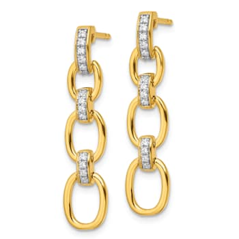 14K Yellow Gold Lab Grown Diamond SI1/SI2, G H I, Fancy Link Post Dangle Earrings