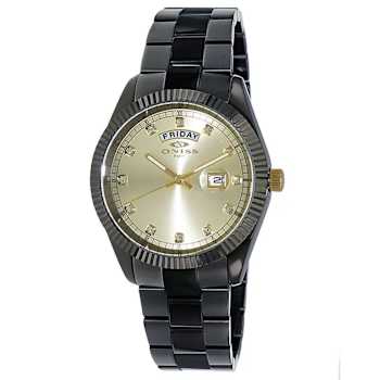 Oniss Men's Admiral Yellow Dial, Gray Stainless Steel Bracelet Watch