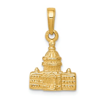 14k Yellow Gold 3D Textured Washington D.C. Capital Building Pendant