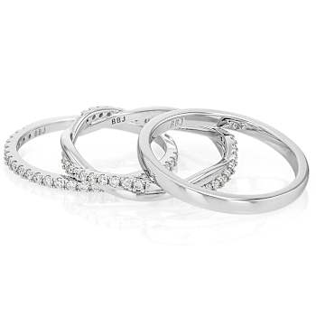 Moissanite Stackable Set Of 3 Rings In Sterling Silver