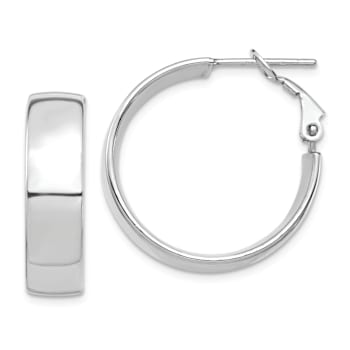 Rhodium Over 14k White Gold High Polished 15/16" Hoop Earrings