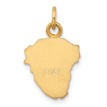 14K Yellow Gold Hollow Polished and Satin Small Jesus Medal Pendant
