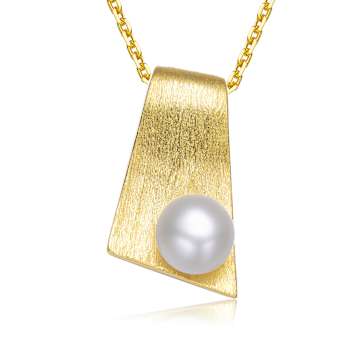 Pear Shape Freshwater Pearl Rectangle Drop Pendant In 14K Gold Over
Sterling Silver