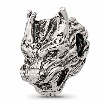Sterling Silver Textured Dragon Head Bead
