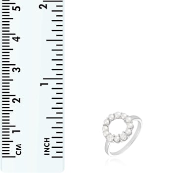White Cultured Freshwater Pearl Rhodium Over Silver Ring