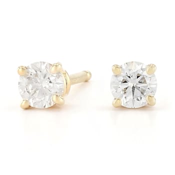 White Lab-Grown Diamond 14k Yellow Gold Solitaire Stud Earrings 0.25ctw