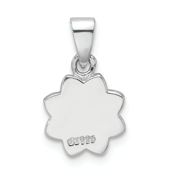 Rhodium Over Sterling Silver Multi-color Enamel Smiling Sun Children's Pendant