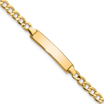 14k Yellow Gold Cuban Link ID Bracelet