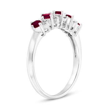 0.52ctw Ruby and Diamond Band Ring in 14k White Gold