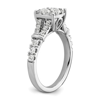 Rhodium Over 14K White Gold Lab Grown Diamond VS/SI GH, Cluster Ring 0.988ctw