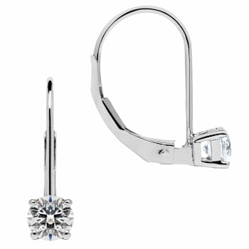 White Cubic Zirconia 14k White Gold Earrings With Velvet Gift Box 0.50ctw