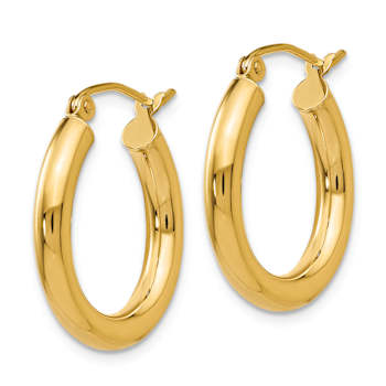 14k Yellow Gold Polished 13/16" Tube Hoop Earrings