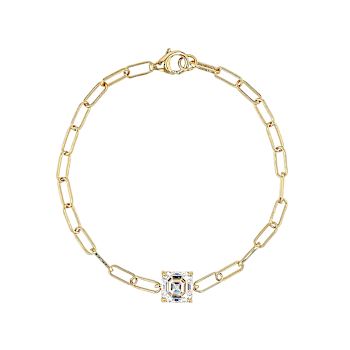Diamond Simulant Asscher Bracelet In 18K Gold Over Sterling Silver