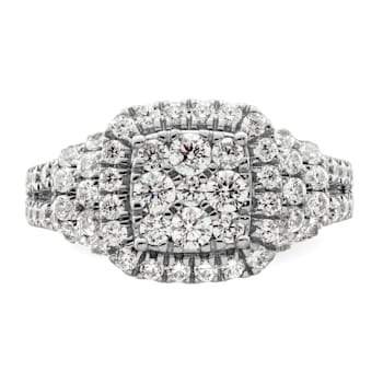Rhodium Over 14K White Gold Lab Grown Diamond VS/SI GH, Cluster Ring 1.509ctw