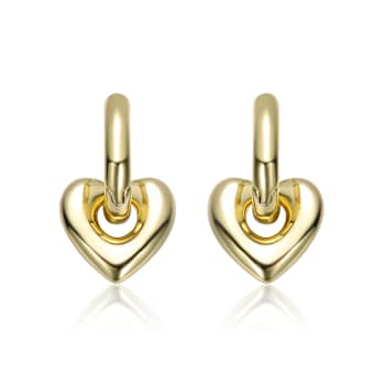 Heart Huggie Earrings In 14K Gold Over Brass