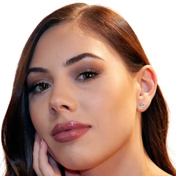 White Cubic Zirconia 14k Rose Gold Studs With Velvet Gift Box 0.50ctw