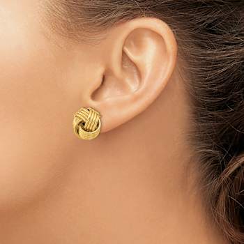 14k Yellow Gold Polished Love Knot Stud Earrings