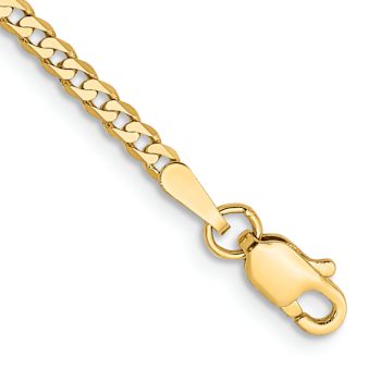 10k Yellow Gold 2.2mm Flat Beveled Curb Link Bracelet