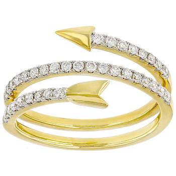 Lab-Grown Diamond Arrow Bypass Ring In 14K Gold Over Sterling Silver 0.35ctw