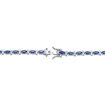 Sapphire Color CZ Tennis Bracelet In White Rhodium Over Brass
