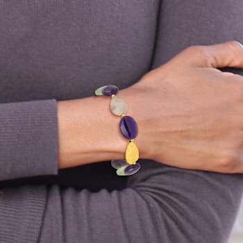 14K Yellow Gold Over Sterling Silver Amethyst/Fluorite/Jade 1-inch
Extension Bracelet