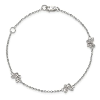 Rhodium Over Sterling Silver Cubic Zirconia Butterfly with 1-inch
Extender Children's Bracelet