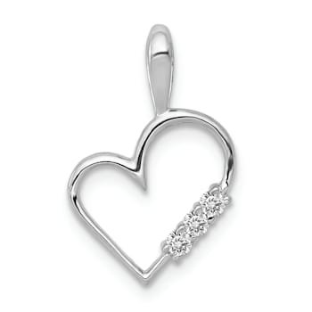 Rhodium Over 14k White Gold Diamond Heart Pendant