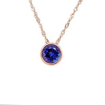 Round Tanzanite and Cubic Zirconia 18K Rose Gold Over Sterling Silver
Pendant with chain, 2.15ctw.