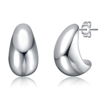 San Marco Rain Drop Cuff Earrings In Rhodium Over Brass