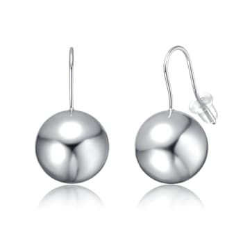 Polished Ball Drop Earrings In Rhodium Over Brass