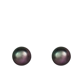 14k White Gold 10-11mm Black Freshwater Pearl Stud Earrings