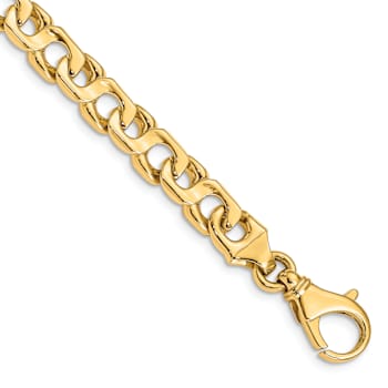 14k Yellow Gold 7.4mm Hand-Polished Fancy Link Bracelet