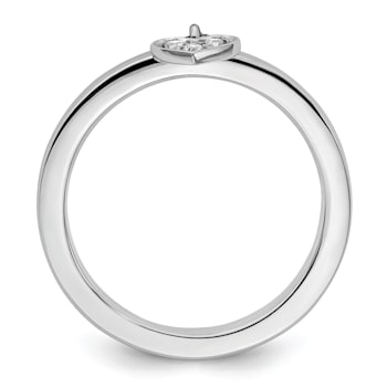 Sterling Silver Stackable Expressions Dangle Heart Diamond Ring 0.045ctw