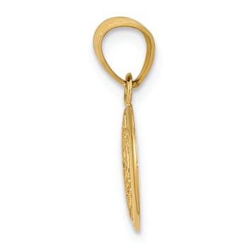 14k Yellow Gold Textured Moon and Stars Pendant