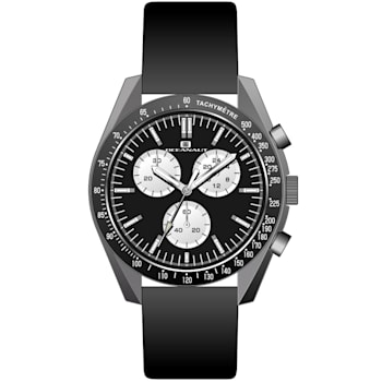 Oceanaut Men's Orbit Black Dial, Black Leather Strap Watch