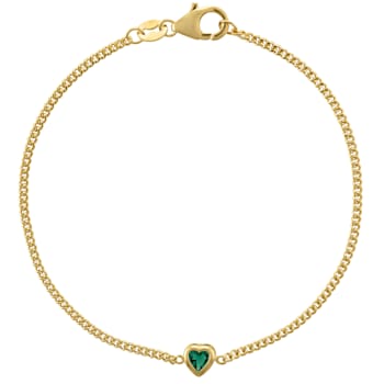 14K Yellow Gold Over Sterling Silver Lab Created Emerald Curb Chain
Bracelet .15ctw
