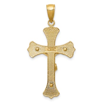 14k Yellow Gold Textured Crucifix Pendant