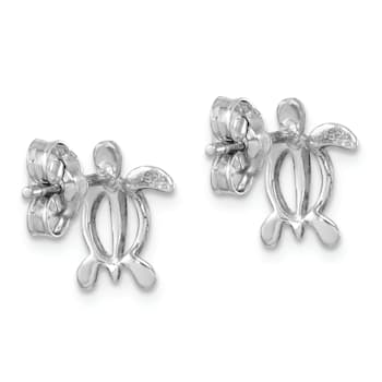Rhodium Over Sterling Silver Cut Out Turtle Post Earrings