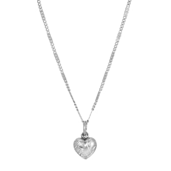 White Base Metal Mini Heart Necklace 15"