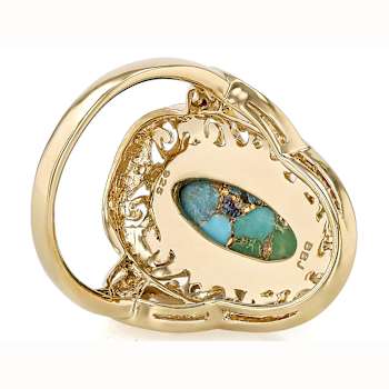 Multi-Color Blended Turquoise Oval Solitaire Ring In 18K Gold Over
Sterling Silver 20x8mm